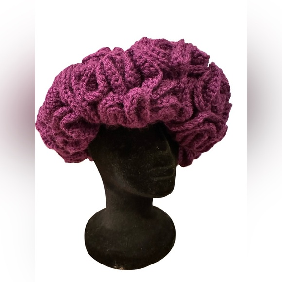 Crochet By Sharon ~ New Women’s Bohemian Ruffle Hat Adult Sized One of a Kind - Picture 5 of 7